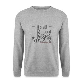 Christliches Design für Weihnachten Alles über Jesus - Unisex Pullover - Weißgrau meliert - Vorne - Alina (178cm) & Michal (187cm)