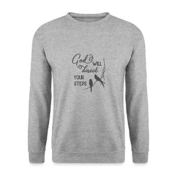 Christian Design God will Direct Your Steps - Unisex Sweatshirt - salt & pepper - Front - Alina (178cm) & Michal (187cm)