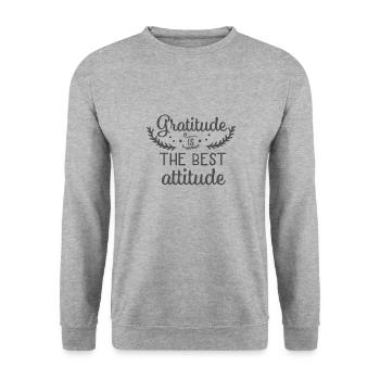 Christian Design Gratitude is the Best Attitude - Unisex Sweatshirt - salt & pepper - Front - Alina (178cm) & Michal (187cm)
