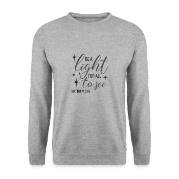 Christian Design Be a Light for all to see - Sweat-shirt Unisexe - gris chiné - Devant - Alina (178cm) & Michal (187cm)