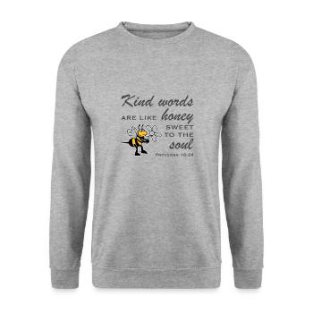 Christian Design Kind Words are like Honey Sweet - Unisex Sweatshirt - salt & pepper - Front - Alina (178cm) & Michal (187cm)