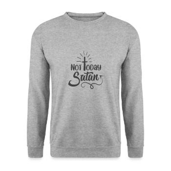 Christian Design Not Today Satan - Unisex Sweatshirt - salt & pepper - Front - Alina (178cm) & Michal (187cm)