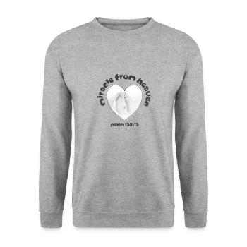 Miracle du dessein chrétien du ciel Psaume 139 - Sweat-shirt Unisexe - gris chiné - Devant - Alina (178cm) & Michal (187cm)