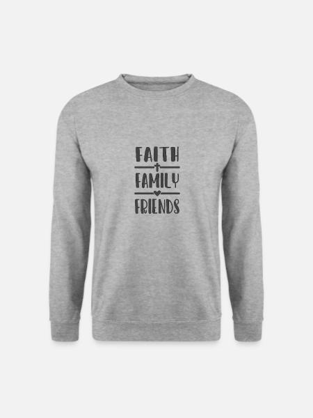 Christian Design Glaube, Familie, Freunde - Unisex Pullover - Weißgrau meliert