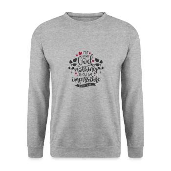 Dessein chrétien Avec Dieu, rien ne sera - Sweat-shirt Unisexe - gris chiné - Devant - Alina (178cm) & Michal (187cm)