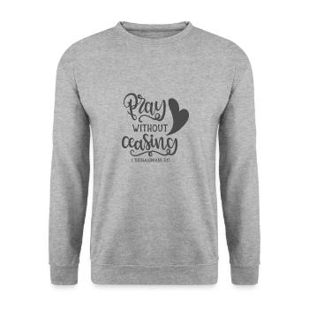 Christliches Design Beten ohne Unterlass - Unisex Pullover - Weißgrau meliert - Vorne - Alina (178cm) & Michal (187cm)