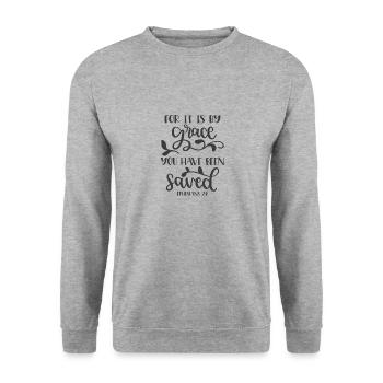 Christian Design car c’est par la grâce que vous avez été - Sweat-shirt Unisexe - gris chiné - Devant - Alina (178cm) & Michal (187cm)