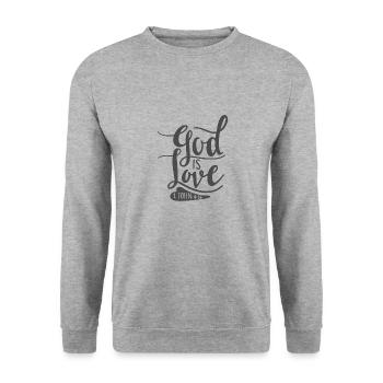 Design chrétien Dieu est amour - Sweat-shirt Unisexe - gris chiné - Devant - Alina (178cm) & Michal (187cm)