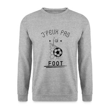 je peux pas j ai foot, t-shirt, cadeau - Sweat-shirt Unisexe - gris chiné - Devant - Alina (178cm) & Michal (187cm)