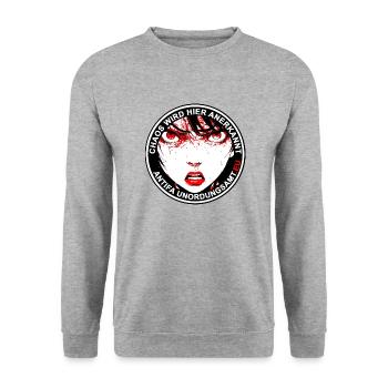 Antifa Unordnungsamt - Unisex Pullover - Weißgrau meliert - Vorne - Alina (178cm) & Michal (187cm)