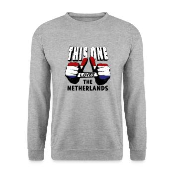 Niederlande Flagge Holland Niederländische Fahne - Unisex Pullover - Weißgrau meliert - Vorne - Alina (178cm) & Michal (187cm)