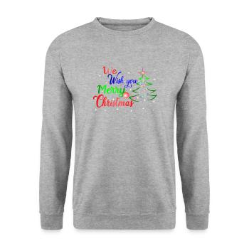 FROHE WEIHNACHTEN - Unisex Pullover - Weißgrau meliert - Vorne - Alina (178cm) & Michal (187cm)