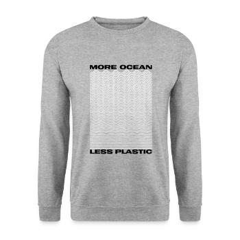 More Ocean Less Plastic | 2C Farbwechsel - Unisex Pullover - Weißgrau meliert - Vorne - Alina (178cm) & Michal (187cm)