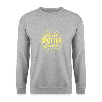 Best Spotter Ever Beam - Vintage Geschenk Flugzeug - Unisex Pullover - Weißgrau meliert - Vorne - Alina (178cm) & Michal (187cm)