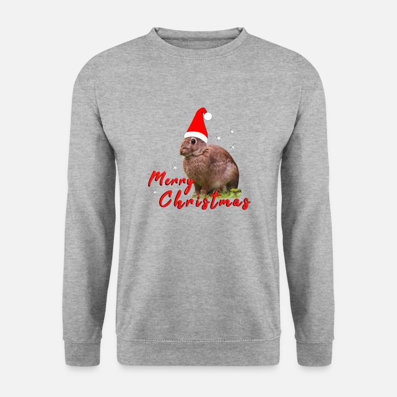 Merry Christmas Hase - Unisex Pullover - Weißgrau meliert