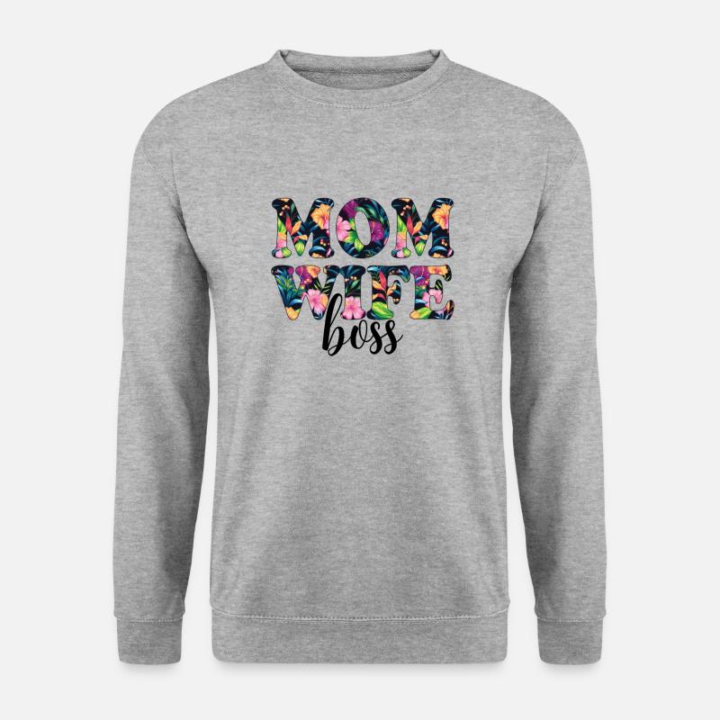 Mutter Frau Chef - Unisex Pullover - Weißgrau meliert