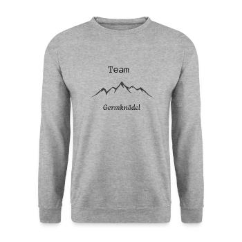 Team Germknödel , wandern - Unisex Pullover - Weißgrau meliert - Vorne - Alina (178cm) & Michal (187cm)