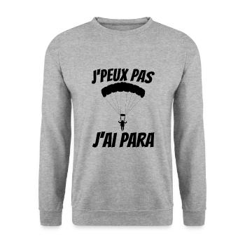 J'peux pas j'ai para. Cadeau parachute - Sweat-shirt Unisexe - gris chiné - Devant - Alina (178cm) & Michal (187cm)