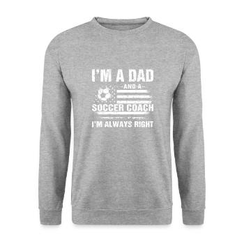 Dad Soccer Coach Fathers Day Christmas From Daught - Unisex Pullover - Weißgrau meliert - Vorne - Alina (178cm) & Michal (187cm)