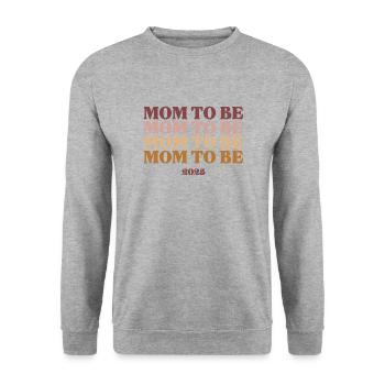 MOM to be 2025 - Unisex Pullover - Weißgrau meliert - Vorne - Alina (178cm) & Michal (187cm)