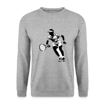 Tennis Spieler - Sport Design - Unisex Pullover - Weißgrau meliert - Vorne - Alina (178cm) & Michal (187cm)