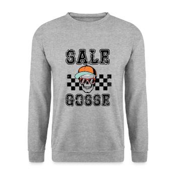 sale gosse - Sweat-shirt Unisexe - gris chiné - Devant - Alina (178cm) & Michal (187cm)