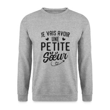 Ich werde eine kleine Schwester haben - Unisex Pullover - Weißgrau meliert - Vorne - Alina (178cm) & Michal (187cm)