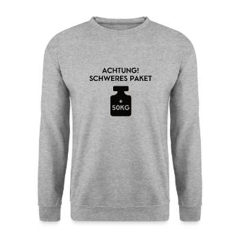 Paketdienst Paketzusteller Lieferdienst Paketboten - Unisex Pullover - Weißgrau meliert - Vorne - Alina (178cm) & Michal (187cm)