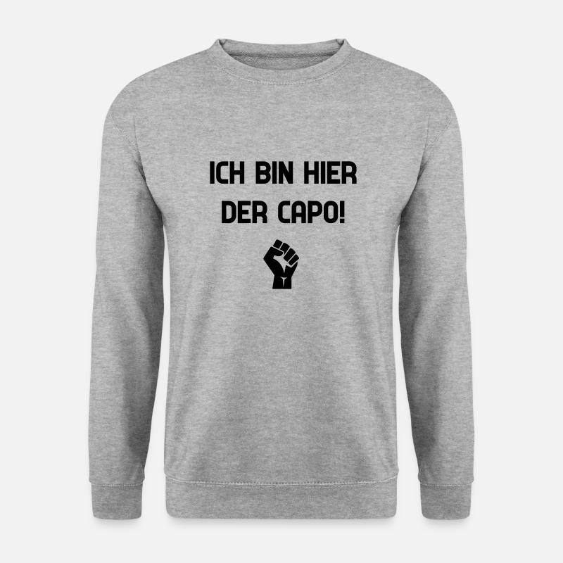 ICH BIN HIER DER CAPO - Unisex Pullover - Weißgrau meliert