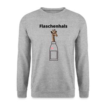 Wortspiel Flaschenhals Giraffe Flasche Lustig - Unisex Pullover - Weißgrau meliert - Vorne - Alina (178cm) & Michal (187cm)