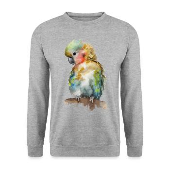 Perroquet - Sweat-shirt Unisexe - gris chiné - Devant - Alina (178cm) & Michal (187cm)