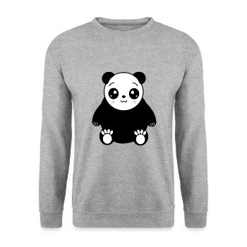 Pandabär Kawaii Kleidung Kawaii Tiere - Unisex Pullover - Weißgrau meliert - Vorne - Alina (178cm) & Michal (187cm)