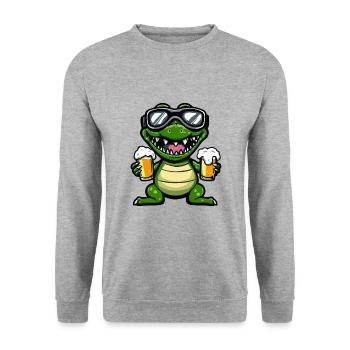 Alligator Après Ski Beer Comic - Unisex Sweatshirt - salt & pepper - Front - Alina (178cm) & Michal (187cm)