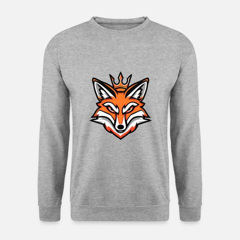 Fuchs Kopf Krone - Unisex Pullover - Weißgrau meliert