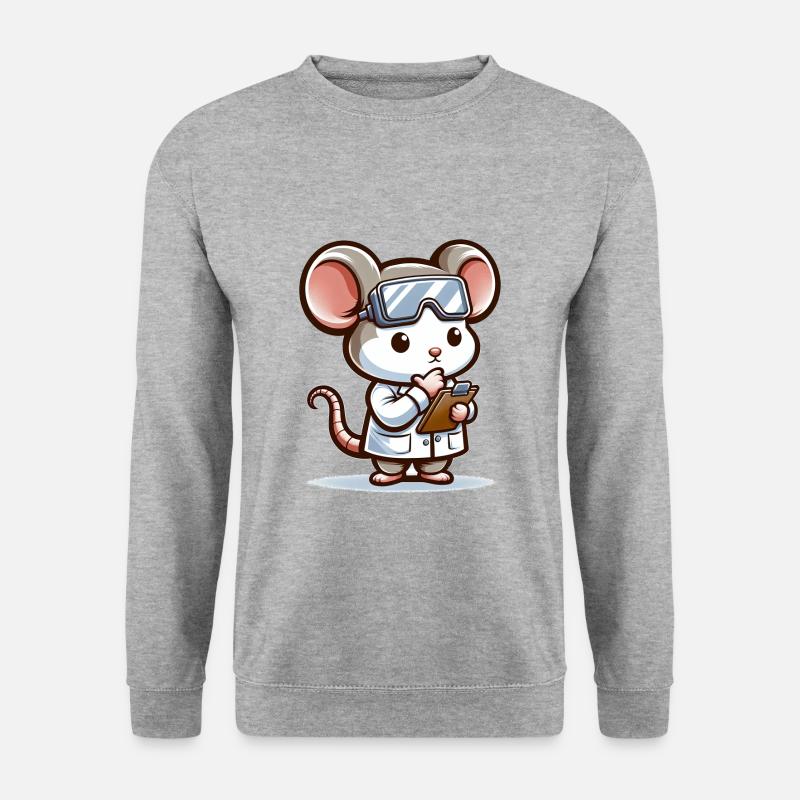 Cute Mouse Scientist - Unisex Pullover - Weißgrau meliert