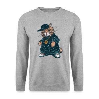 Cat West Coast Rapper - Sweat-shirt Unisexe - gris chiné - Devant - Alina (178cm) & Michal (187cm)