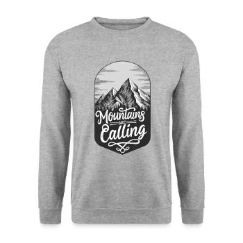 Die Berge rufen und ich muss gehen - Unisex Pullover - Weißgrau meliert - Vorne - Alina (178cm) & Michal (187cm)