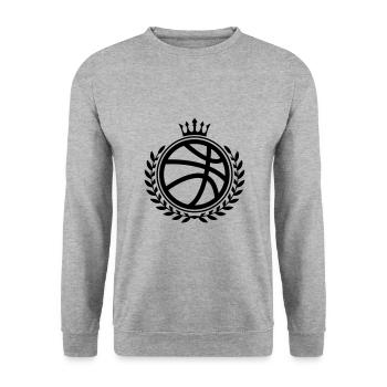 Basketball Wappen Logo - Unisex Pullover - Weißgrau meliert - Vorne - Alina (178cm) & Michal (187cm)