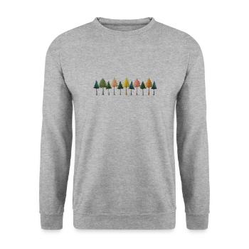 Trees Forest Drawing - Unisex Sweatshirt - salt & pepper - Front - Alina (178cm) & Michal (187cm)