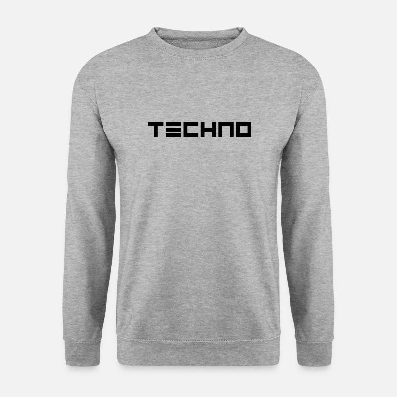 Futuristisches "Techno" Design in schwarz - Unisex Pullover - Weißgrau meliert