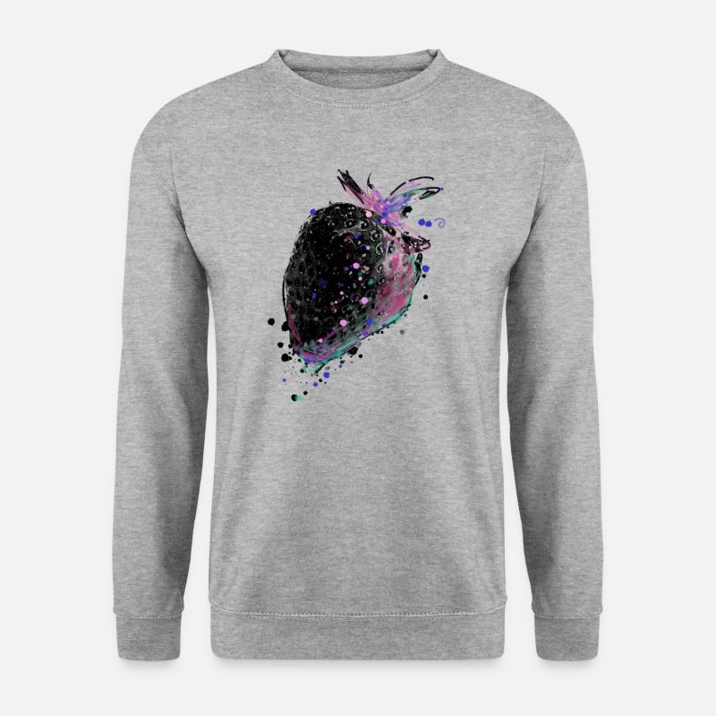 Erdbeere,schwarz,popart, artwork,Malerei - Unisex Pullover - Weißgrau meliert