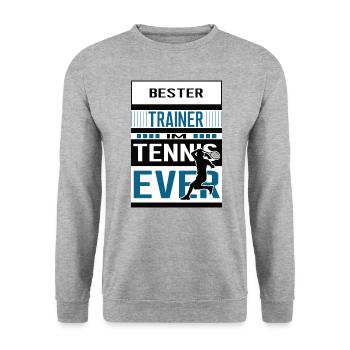 Tennis Trainer Bester Tennistrainer Team Verein - Unisex Pullover - Weißgrau meliert - Vorne - Alina (178cm) & Michal (187cm)
