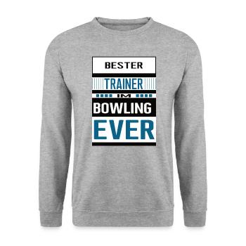 Bowling Trainer Bester Bowlingtrainer Coach - Unisex Pullover - Weißgrau meliert - Vorne - Alina (178cm) & Michal (187cm)