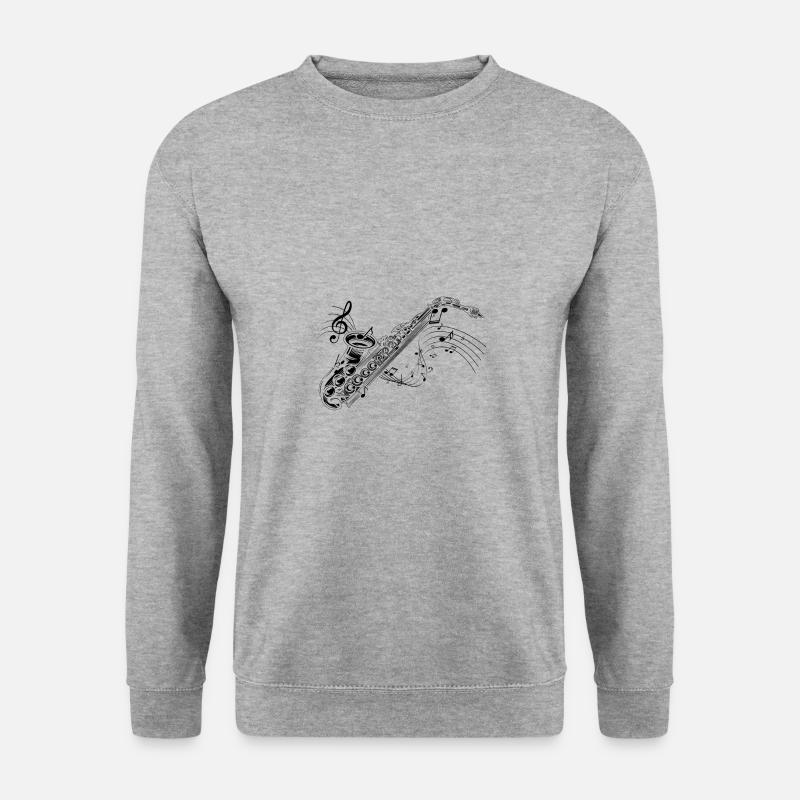 Saxofon - Unisex Pullover - Weißgrau meliert