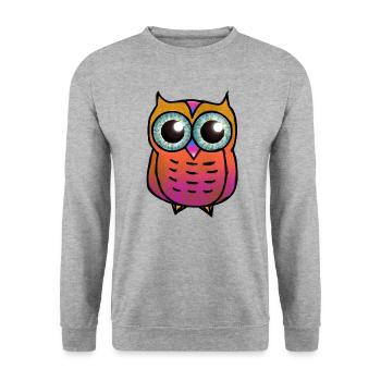 Orange And Pink Owl Textured Hairy Owl/ Cute Owl - Unisex Sweatshirt - salt & pepper - Front - Alina (178cm) & Michal (187cm)
