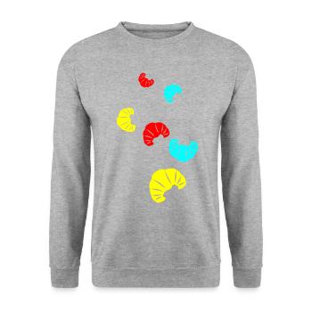 Croissant Symbol - Unisex Pullover - Weißgrau meliert - Vorne - Alina (178cm) & Michal (187cm)