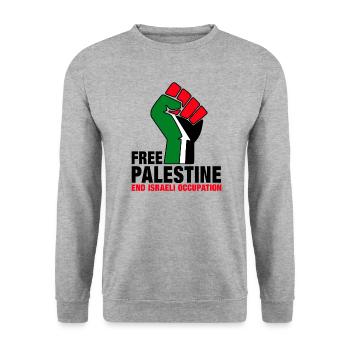 Libérer la Palestine - Sweat-shirt Unisexe - gris chiné - Devant - Alina (178cm) & Michal (187cm)