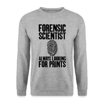 Immer Auf Der Suche Nach Drucken Forensic - Unisex Pullover - Weißgrau meliert - Vorne - Alina (178cm) & Michal (187cm)