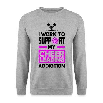 I Work To Support My Cheerleading Addiction Cheerl - Unisex Pullover - Weißgrau meliert - Vorne - Alina (178cm) & Michal (187cm)