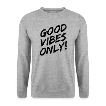 Good Vibes Only Brushed Black - Unisex Sweatshirt - salt & pepper - Front - Alina (178cm) & Michal (187cm)